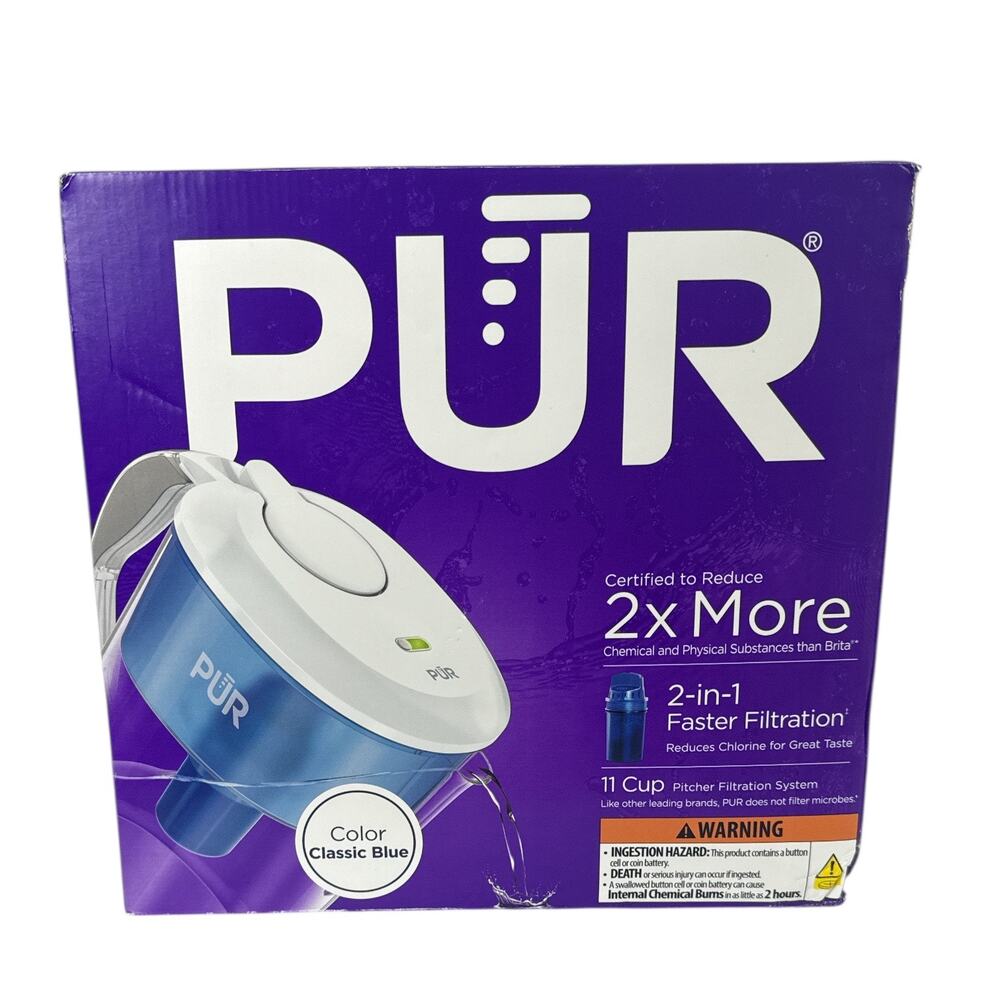 PUR 11 Cup Water Filter Pitcher System Classic Blue NEW